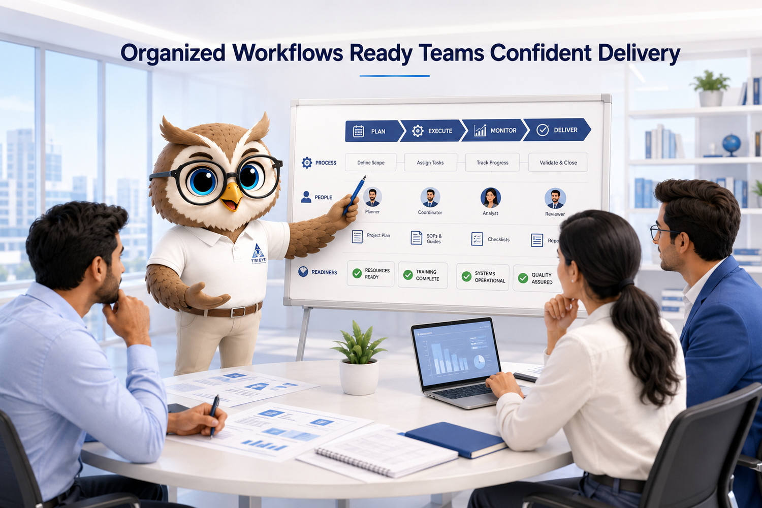 Tri Eye Infra organized workflow planning and team readiness visual