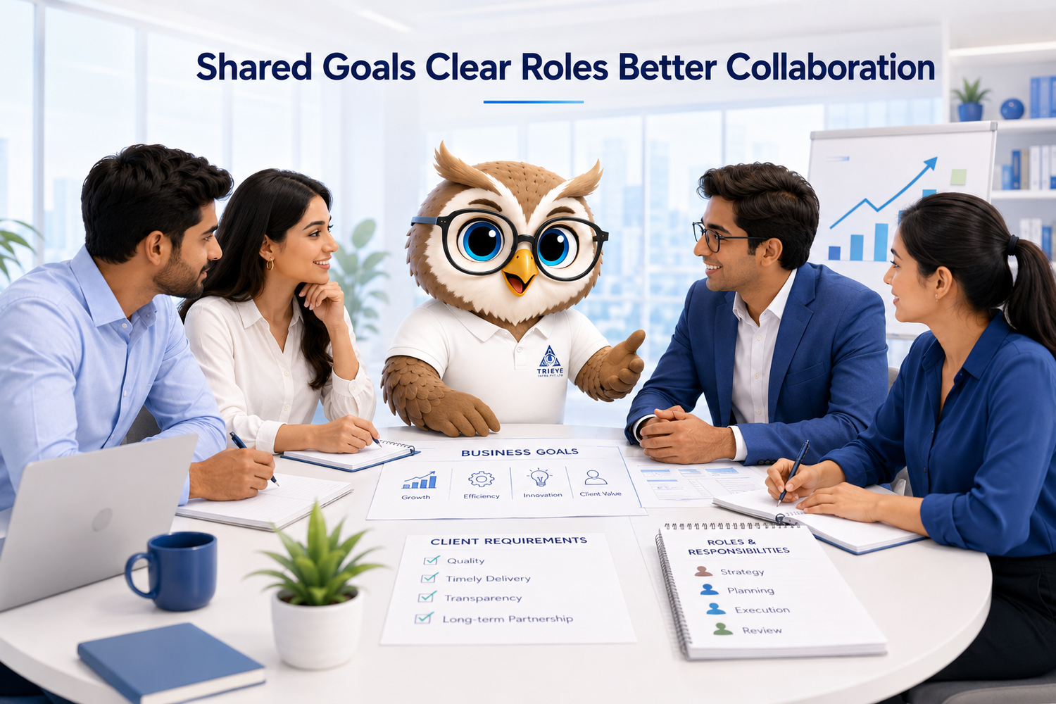 Tri Eye Infra team collaboration and shared business goals visual